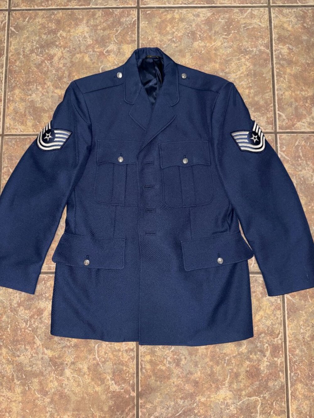 Vintage U.S. Air Force Dress Uniform Service Coat Blue Staff Sergeant Jacket